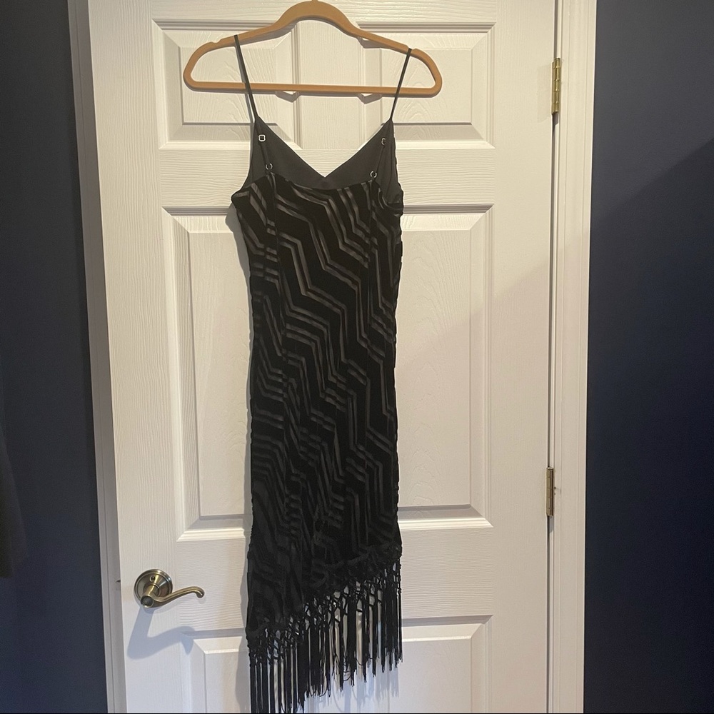 Akiko Velvet Dress with Fringe - Picture 3 of 4